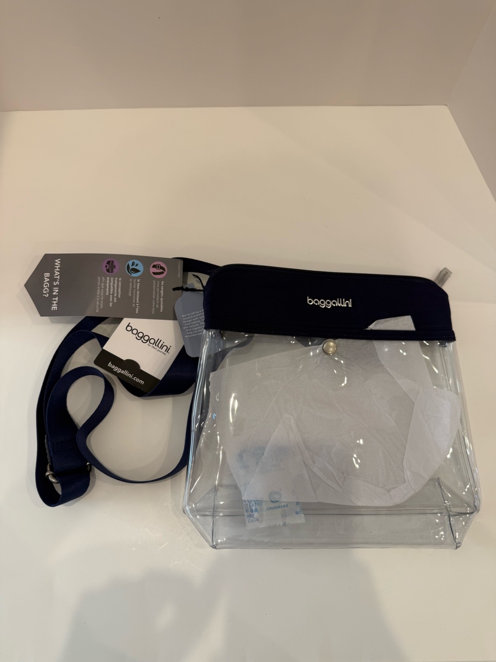 Baggallini Stadium Clear Pocket Crossbody Purse Navy NWT Event Bag